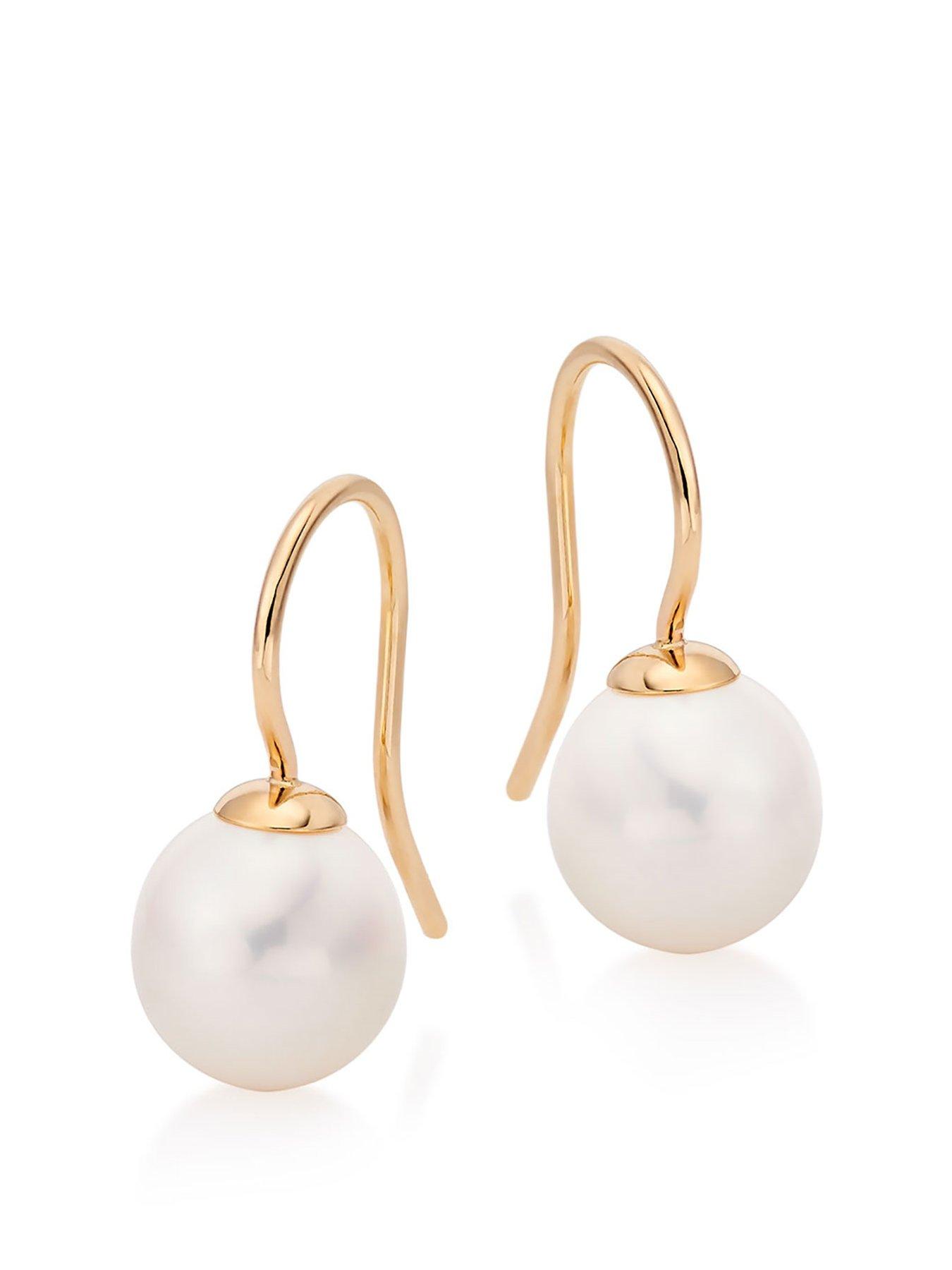 Beaverbrooks 9ct Gold Freshwater Cultured Pearl Hook Earrings