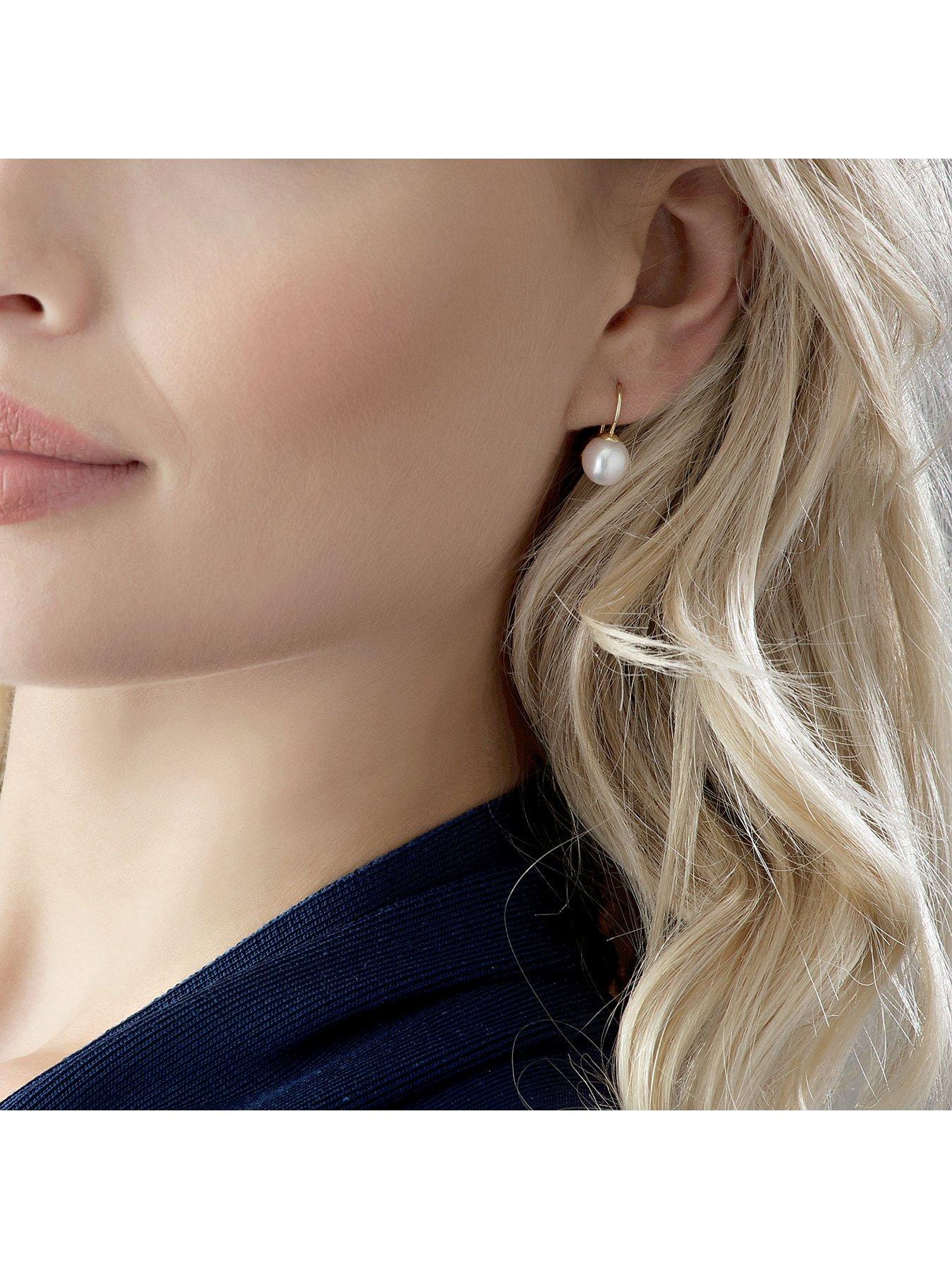 Beaverbrooks 9ct Gold Freshwater Cultured Pearl Hook Earrings Very