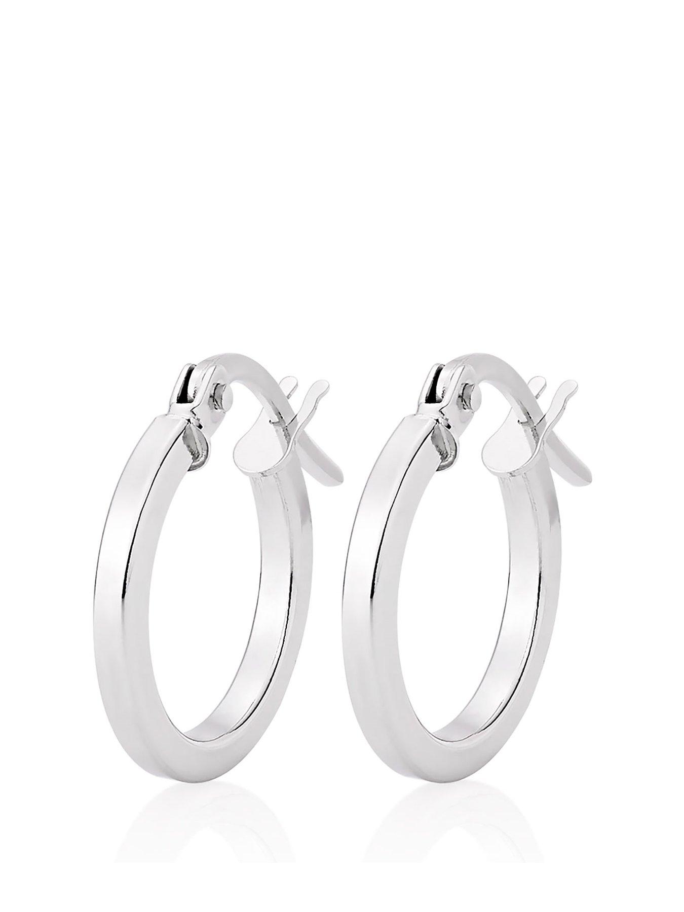 undefined 9ct White Gold Hoop Earrings