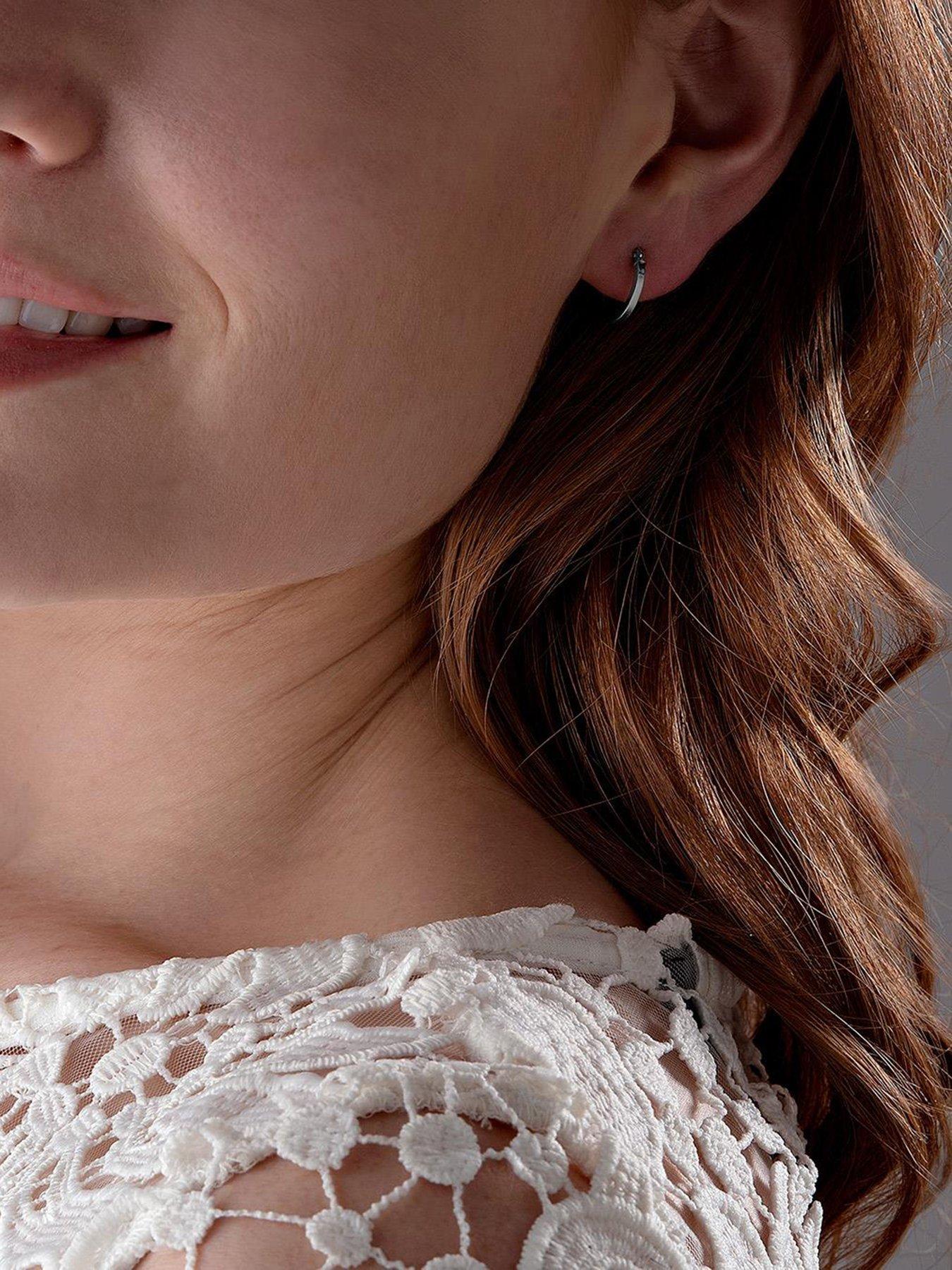 Image 3 of 3 of Beaverbrooks 9ct White Gold Hoop Earrings