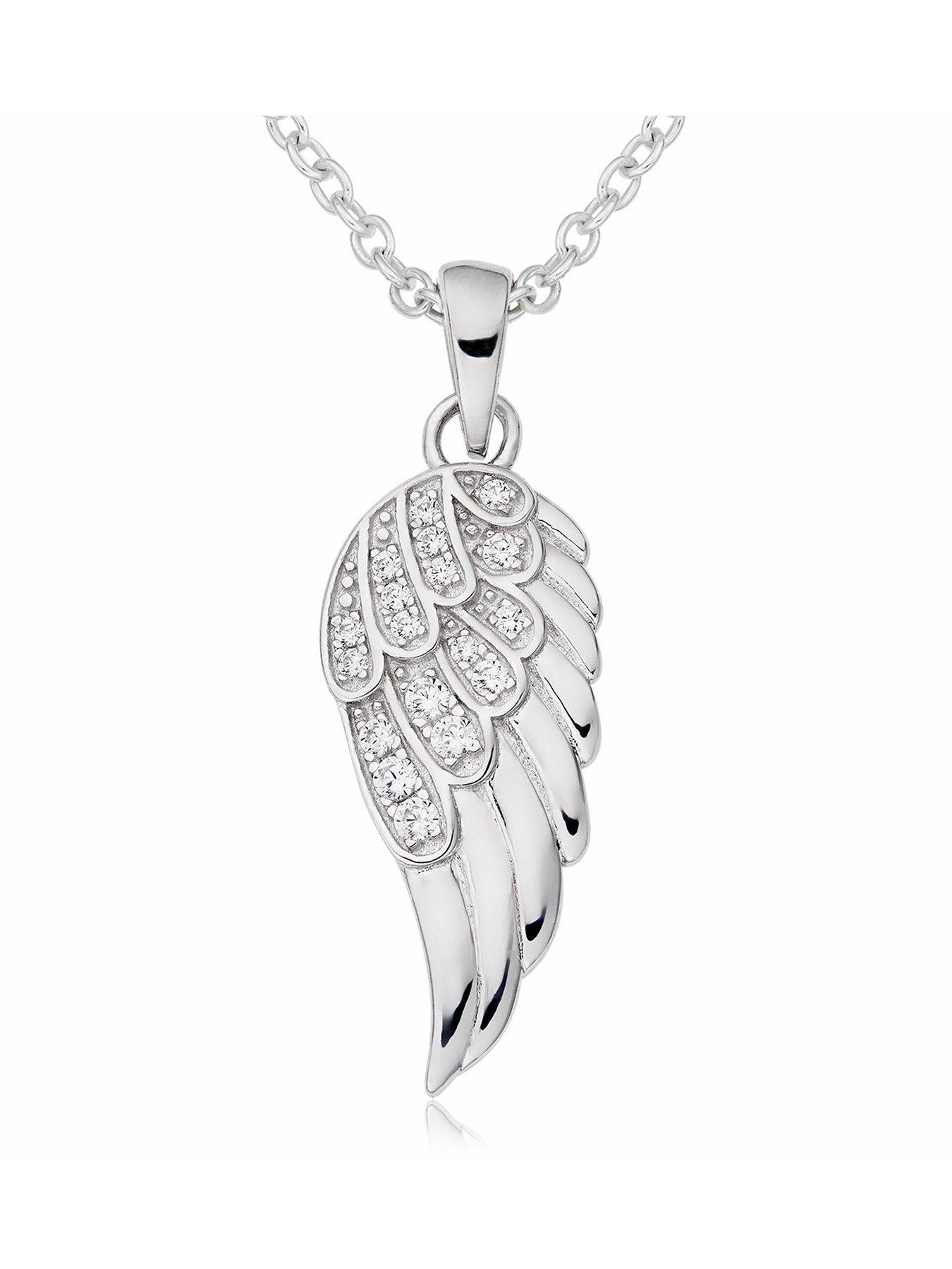 Image 1 of 3 of Beaverbrooks Silver Cubic Zirconia Angel Wing Pendant