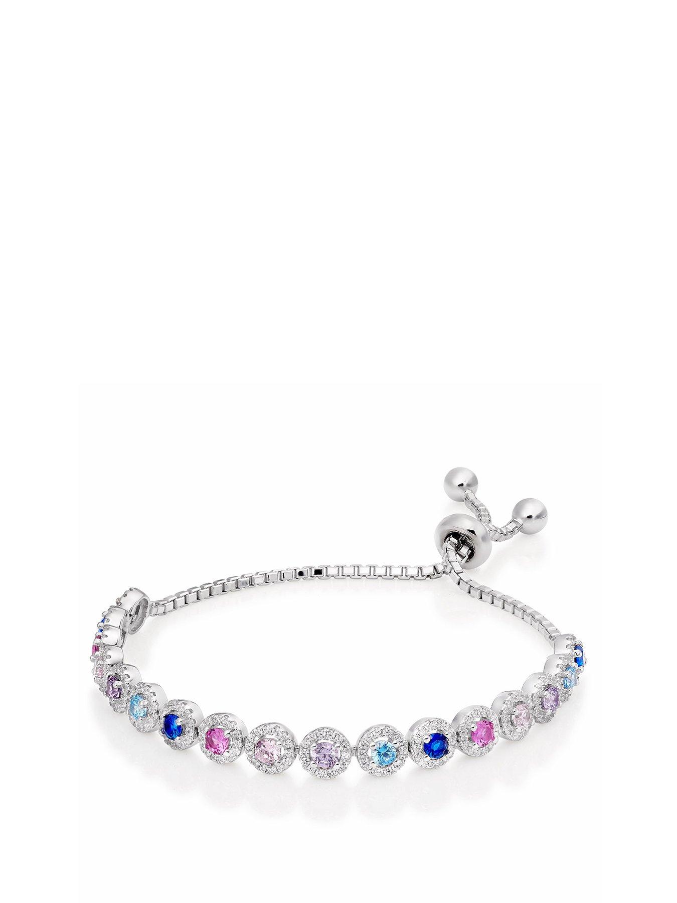 Jewellery & watches Silver Cubic Zirconia Multi-Coloured Slider Bracelet