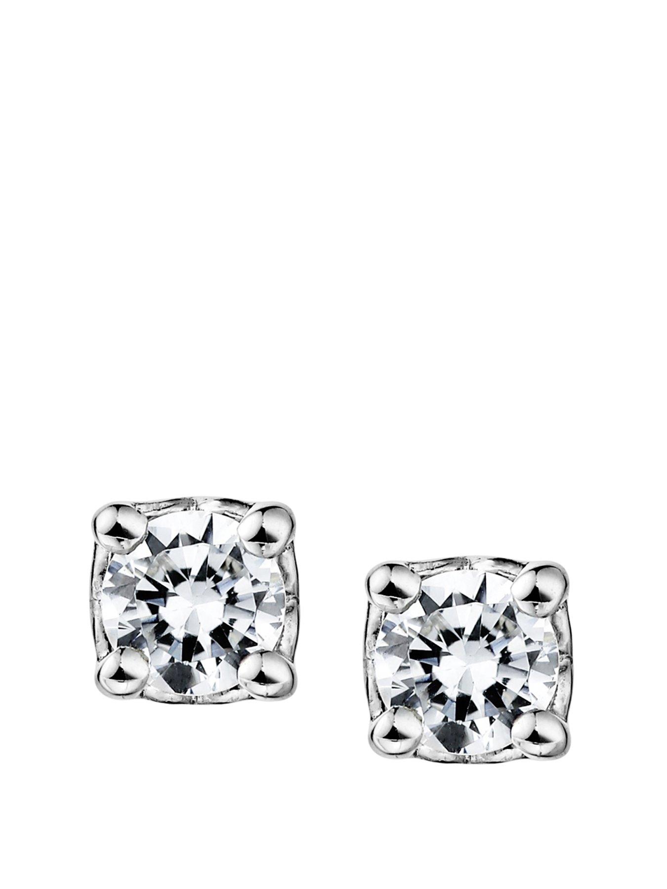 Product photograph of Created Brilliance Bonnie White Gold 0 25ct Lab Grown Diamond Solitaire Earrings from very.co.uk