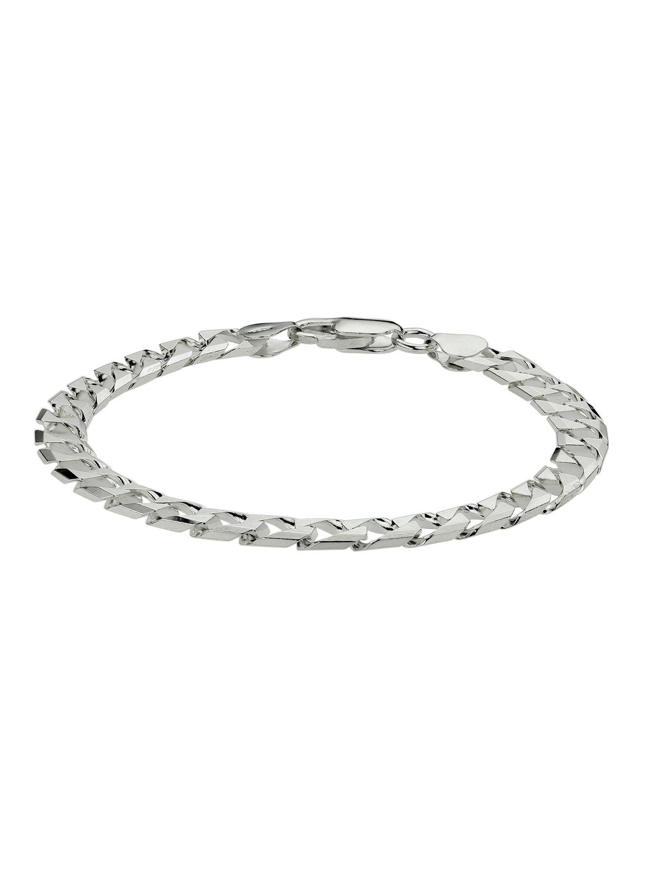 Men The Love Silver Collection Sterling Silver Square 8 Inch Curb Bracelet