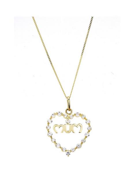 love-gold-love-gold-9ct-yellow-gold-white-cubic-zirconia-mum-heart-pendant-on-18-inch-curb-chain