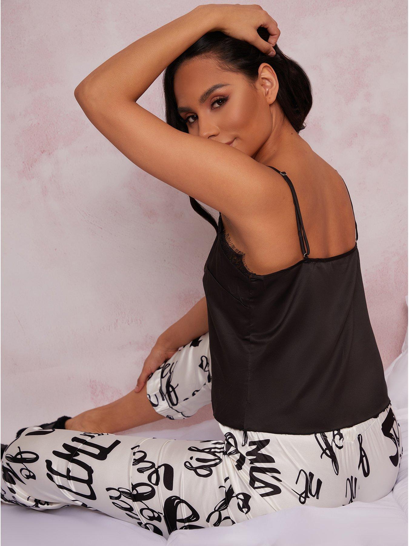 Nightwear & Loungewear Graphic Print Cami Pyjamas - Monochrome