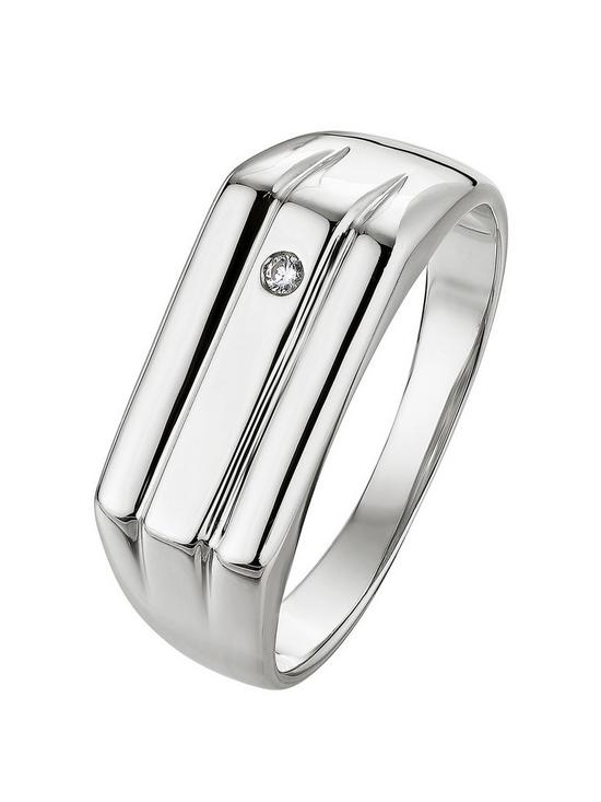 front image of the-love-silver-collection-sterling-silver-and-diamond-signet-ring