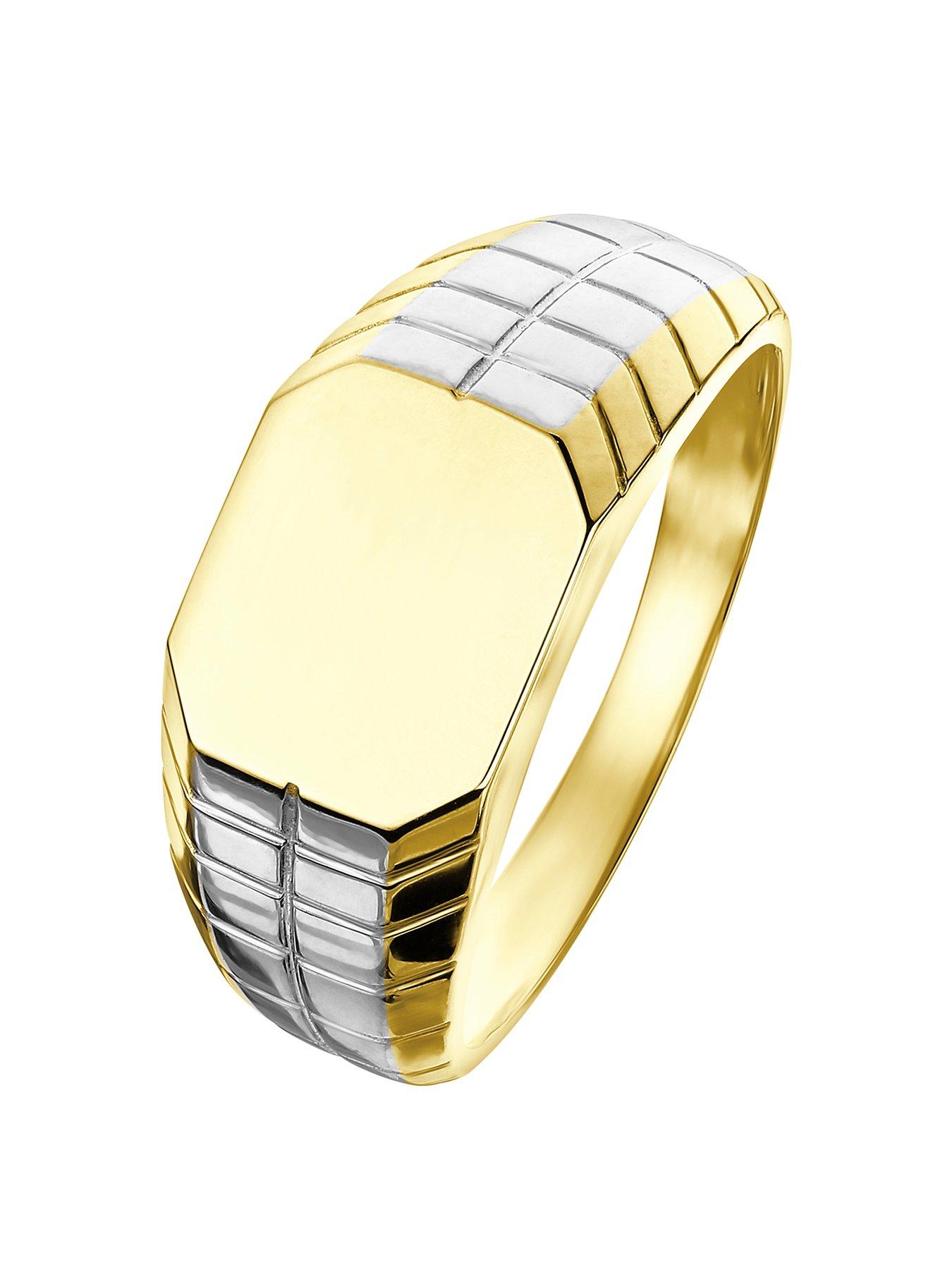 Product photograph of Love Gold 9ct Yellow And White Gold Signet Ring from very.co.uk