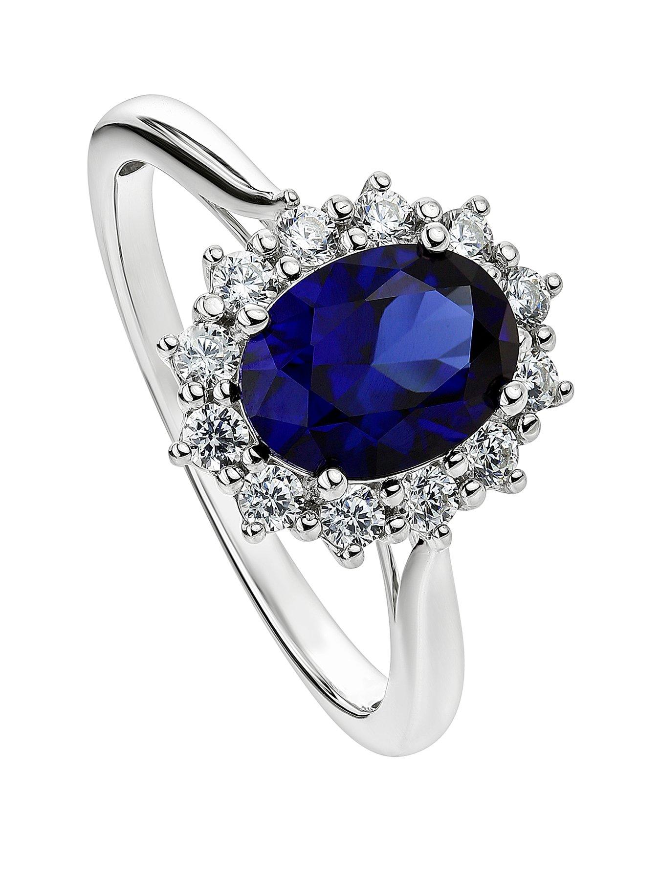 Created Brilliance Cate Created Brilliance 9ct White Gold Created Sapphire and 0.25ct Lab Grown Diamond Cluster Ring