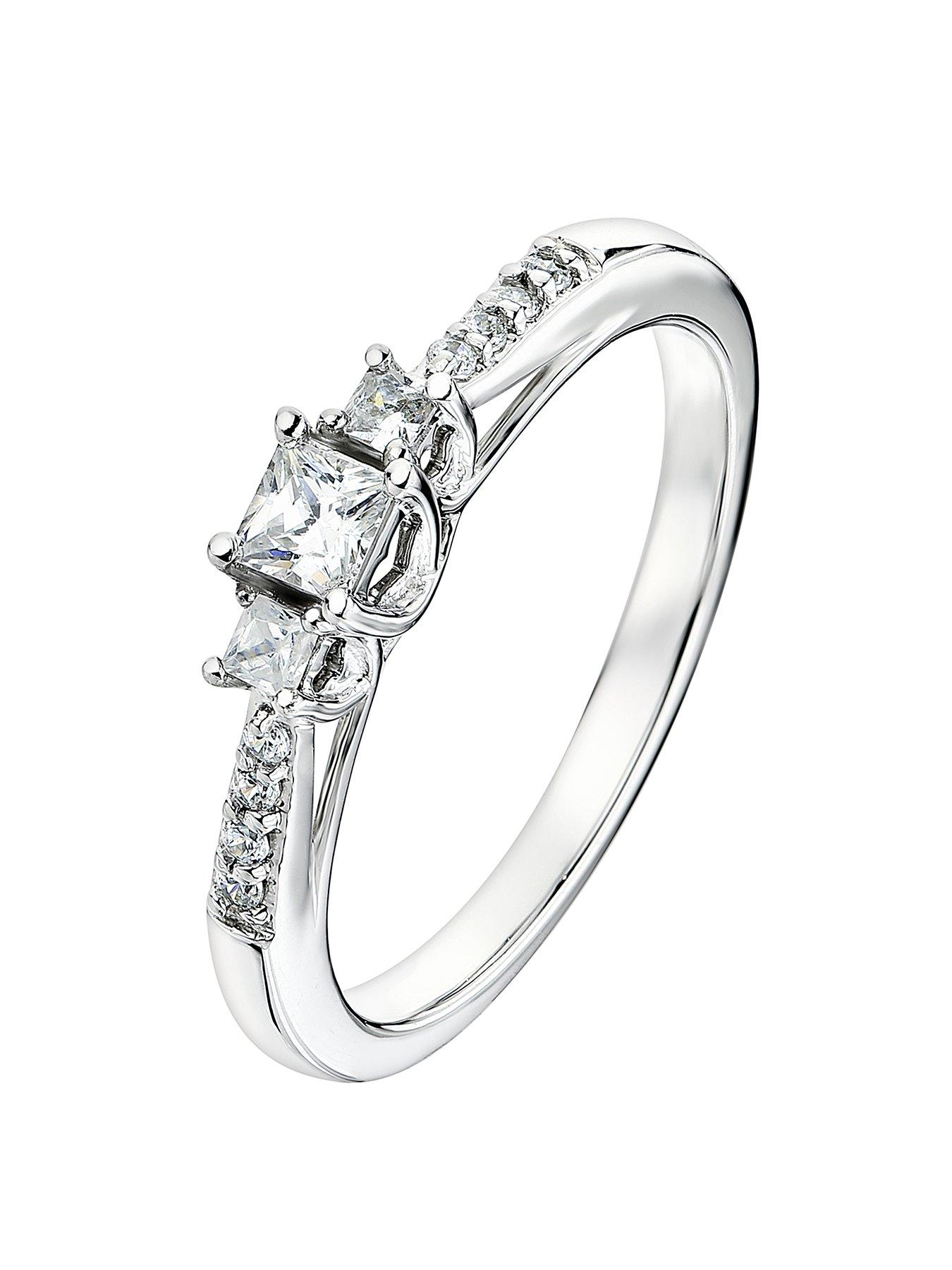 Product photograph of Love Diamond 9ct White Gold 0 23ct Diamond Trilogy Ring from very.co.uk