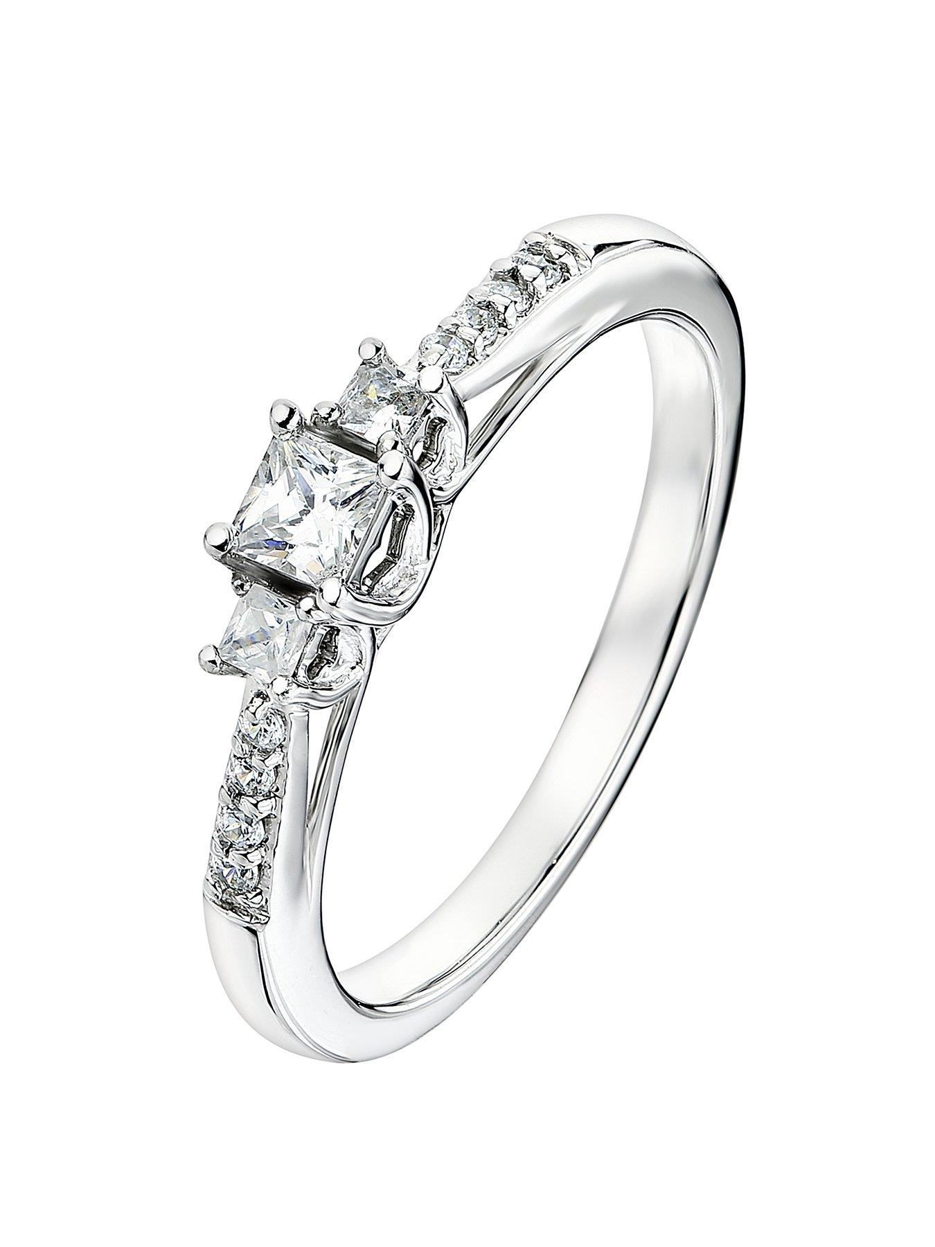 Image 1 of 5 of Love DIAMOND 9ct White Gold 0.23ct Diamond Trilogy Ring