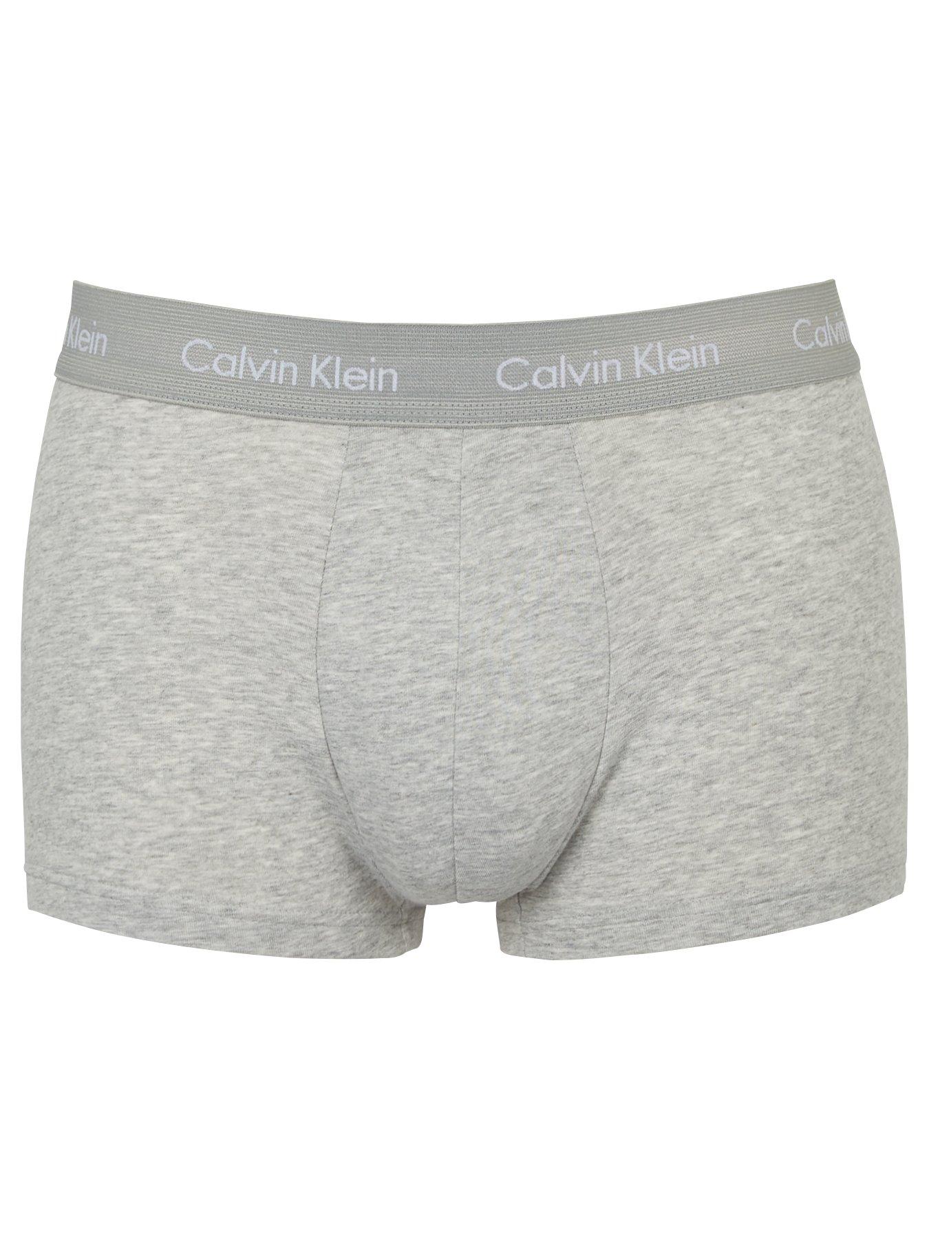 Calvin Klein 3 Pack Plain / Print Low Rise Trunks - Black/Grey | Very.co.uk