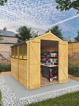 Mercia 8 X 6Ft Great Value Overlap Apex Shed With Windows And Double Doors - FscReg Certified