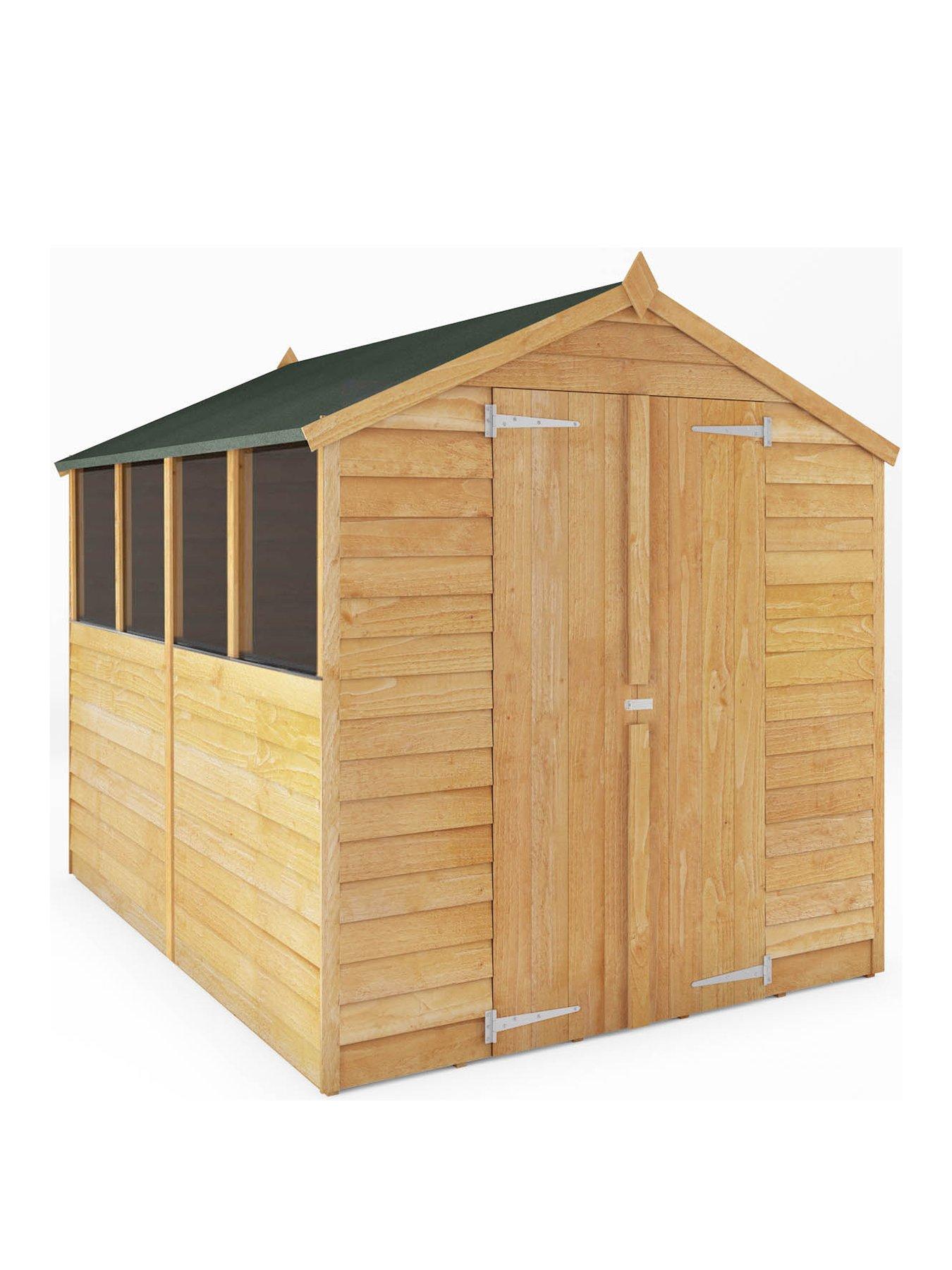 Product photograph of Mercia 8 X 6ft Great Value Overlap Apex Shed With Windows And Double Doors from very.co.uk