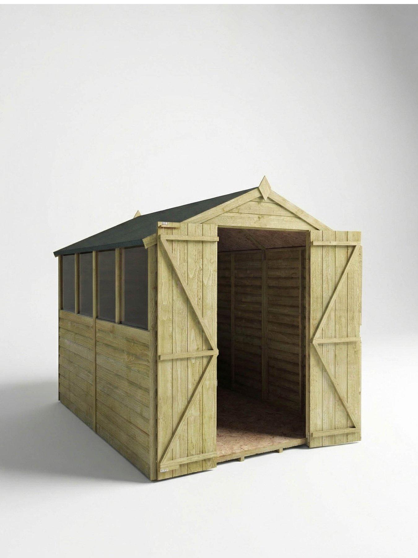 Image 2 of 5 of MERCIA 8 x 6ft Great Value Overlap Apex Shed with Windows and&nbsp;Double Doors&nbsp;- FSC&reg; Certified