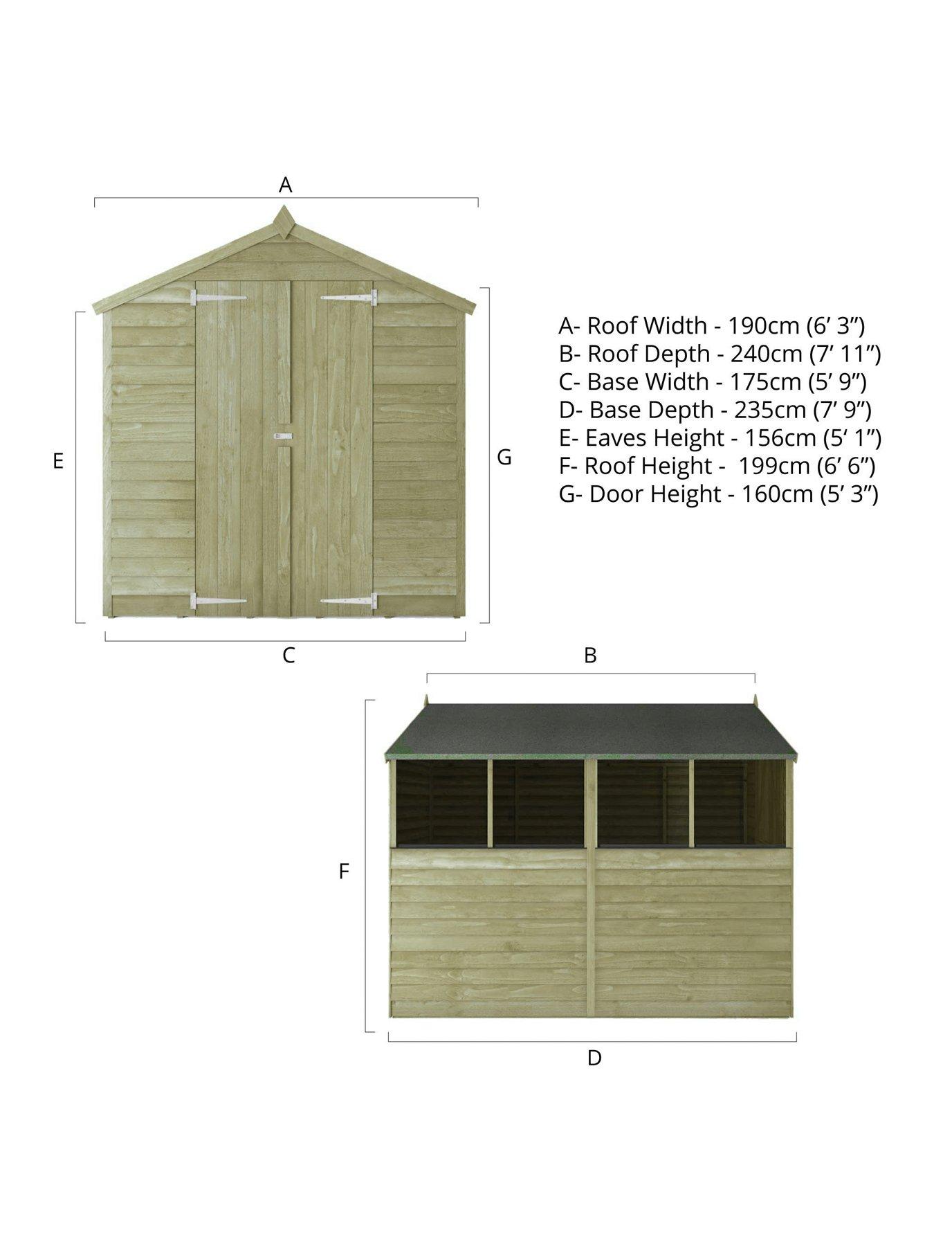 Image 5 of 5 of MERCIA 8 x 6ft Great Value Overlap Apex Shed with Windows and&nbsp;Double Doors&nbsp;- FSC&reg; Certified