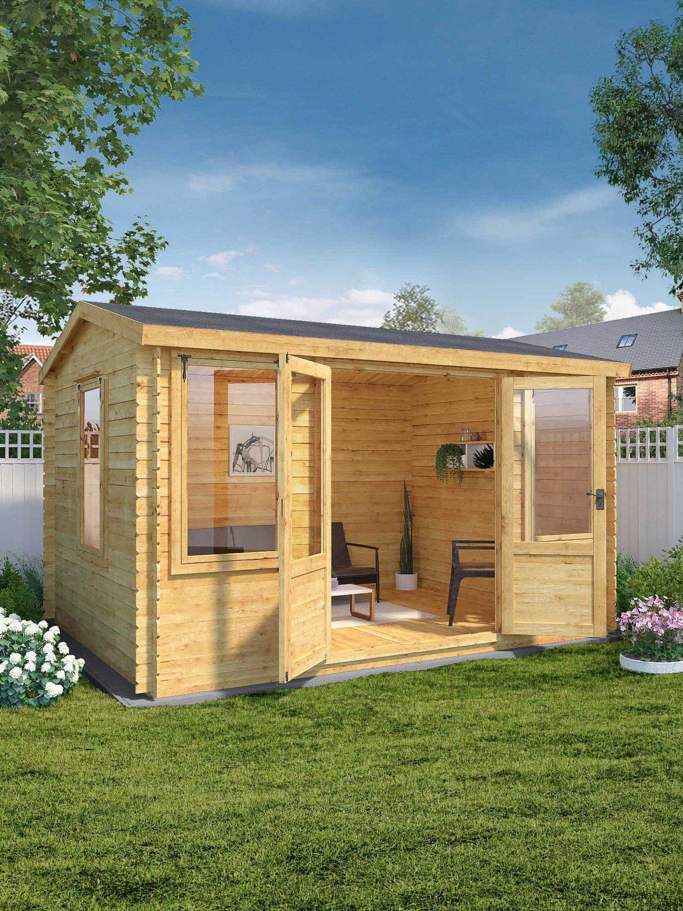 Product photograph of Mercia 4m X 3m Reverse Apex Log Cabin - 19mm from very.co.uk