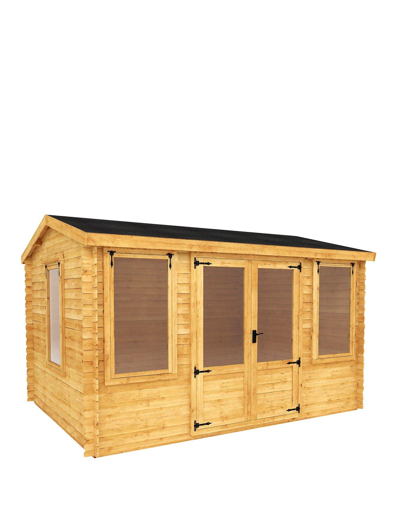 Product photograph of Mercia 4m X 3m Reverse Apex Log Cabin - 19mm from very.co.uk