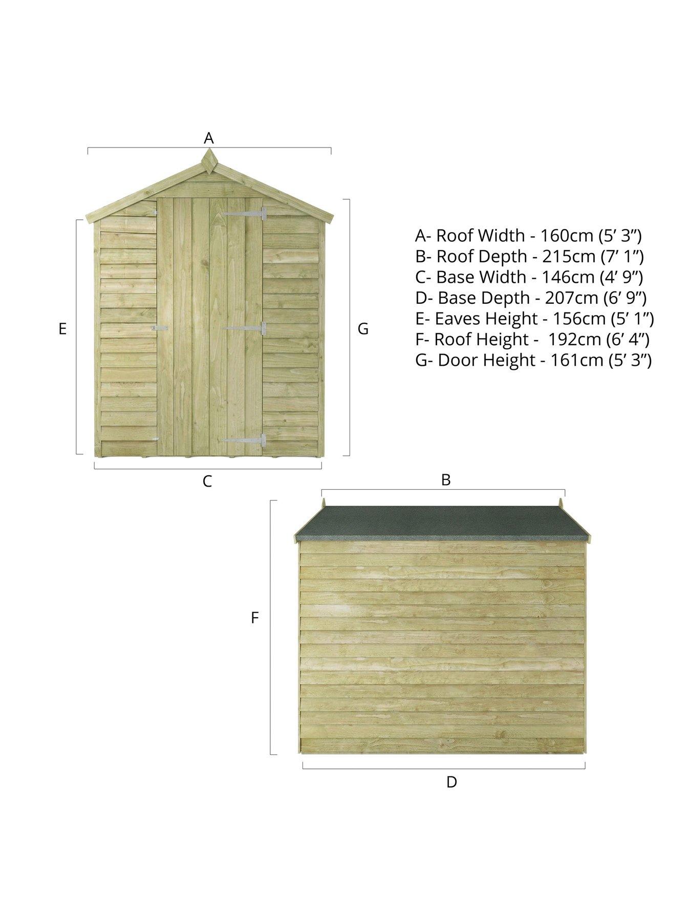 Image 4 of 5 of MERCIA 7 x&nbsp;5ft Windowless Overlap Apex Shed - FSC&reg; Certified