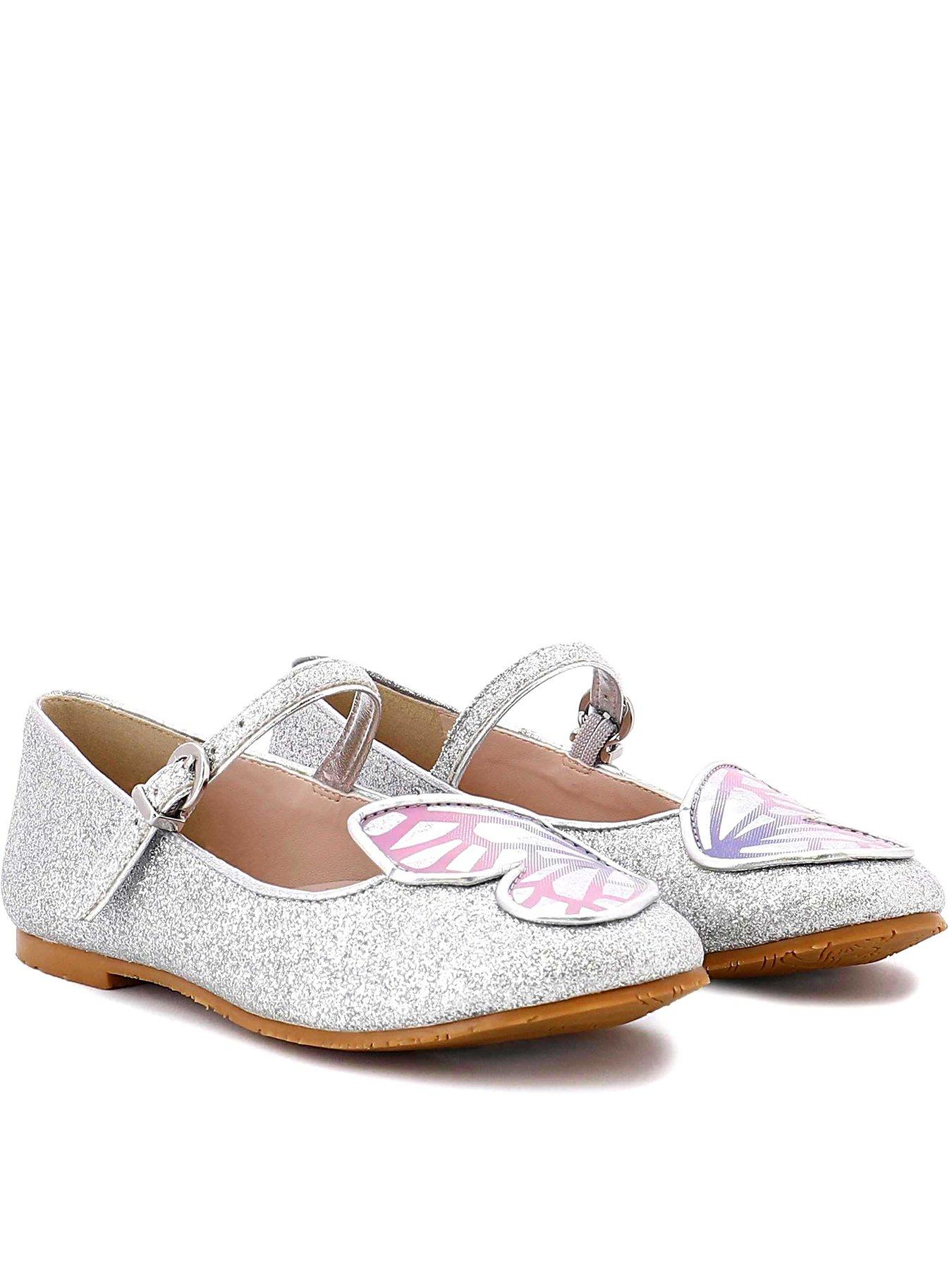  Junior Butterfly Flat Shoes - Silver/Pastel