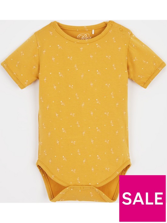 front image of sofie-schnoor-babynbspdicte-ditsy-print-bodysuit-mustard
