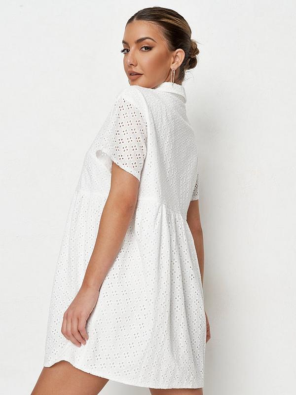 Missguided Broderie Shirt Smock Dress ...