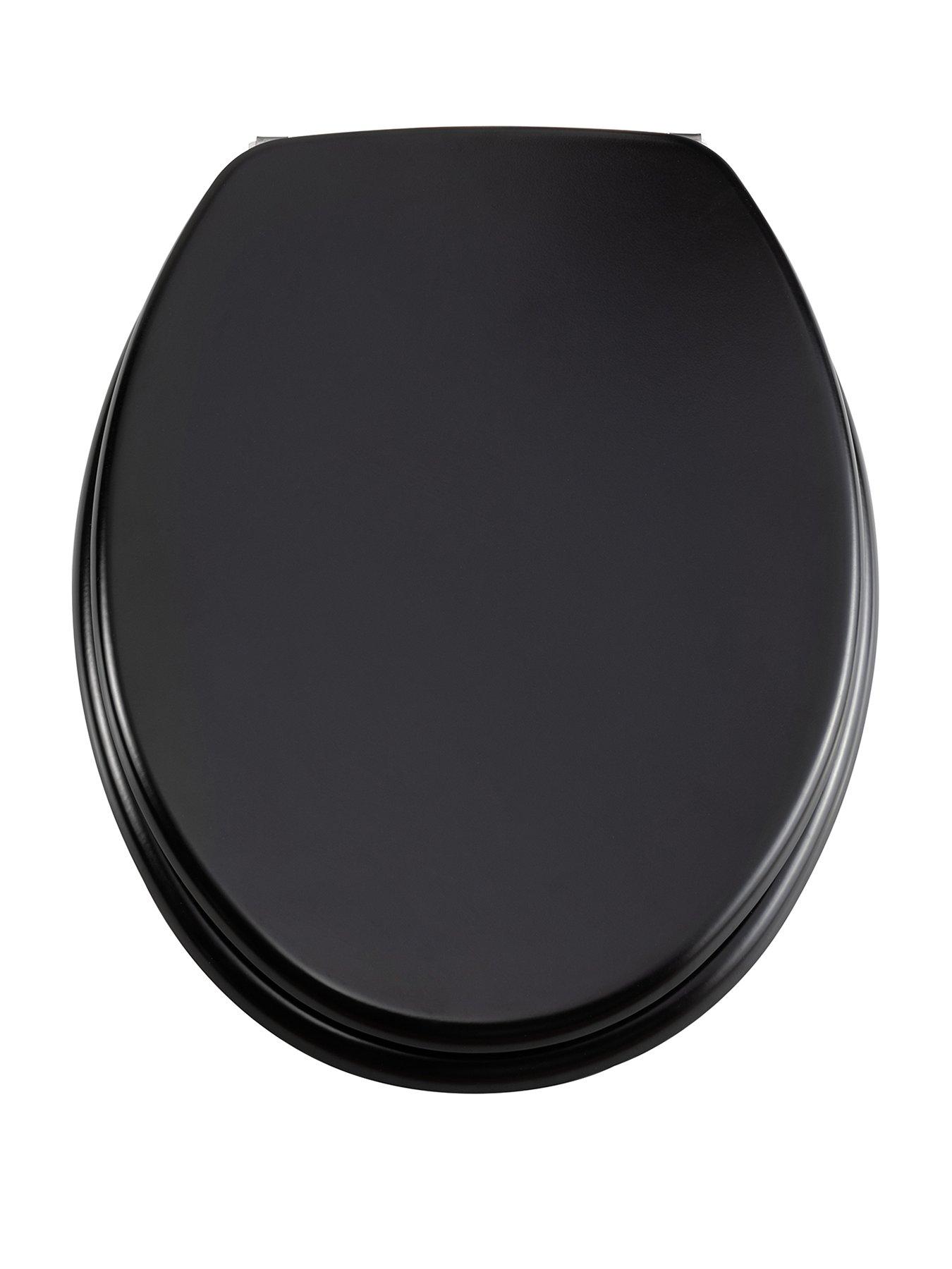 Product photograph of Aqualona Matt Black Mdf Toilet Seat from very.co.uk