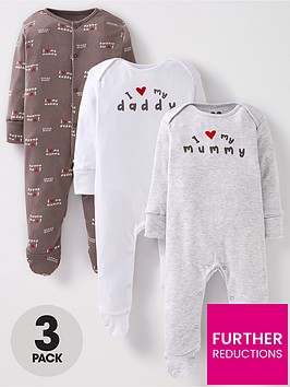 mini-v-by-very-baby-unisex-3pknbspmummy-and-daddy-sleepsuits-multinbsp