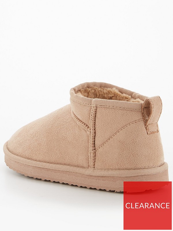 V by Very Short Faux Suede Slipper Boot - Mink | very.co.uk