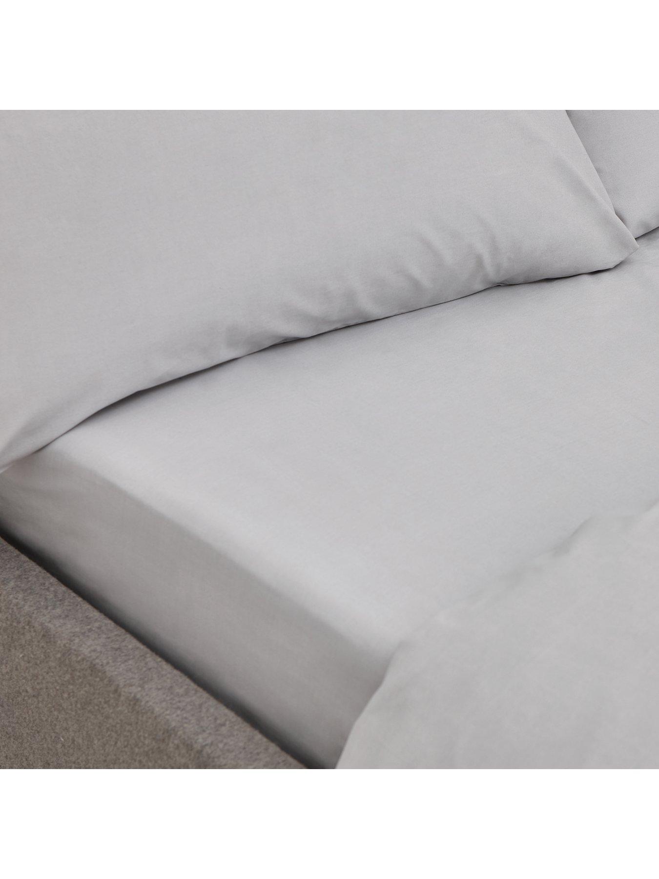 Product photograph of Bianca Fine Linens Organic Cotton 200 Thread Count Percale Fitted Sheet In Silver from very.co.uk