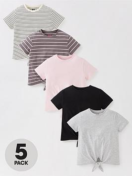 v-by-very-girlsnbsptie-front-t-shirts-5-packnbsp--multinbsp