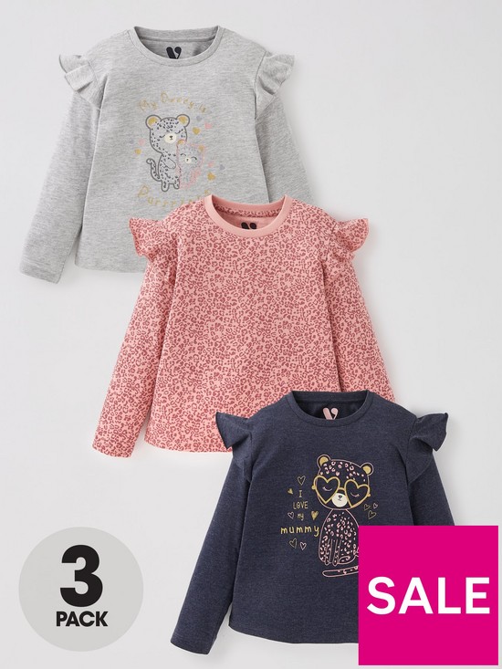 front image of mini-v-by-very-girls-3-pack-mummy-and-daddy-animal-long-sleeve-t-shirt-multi