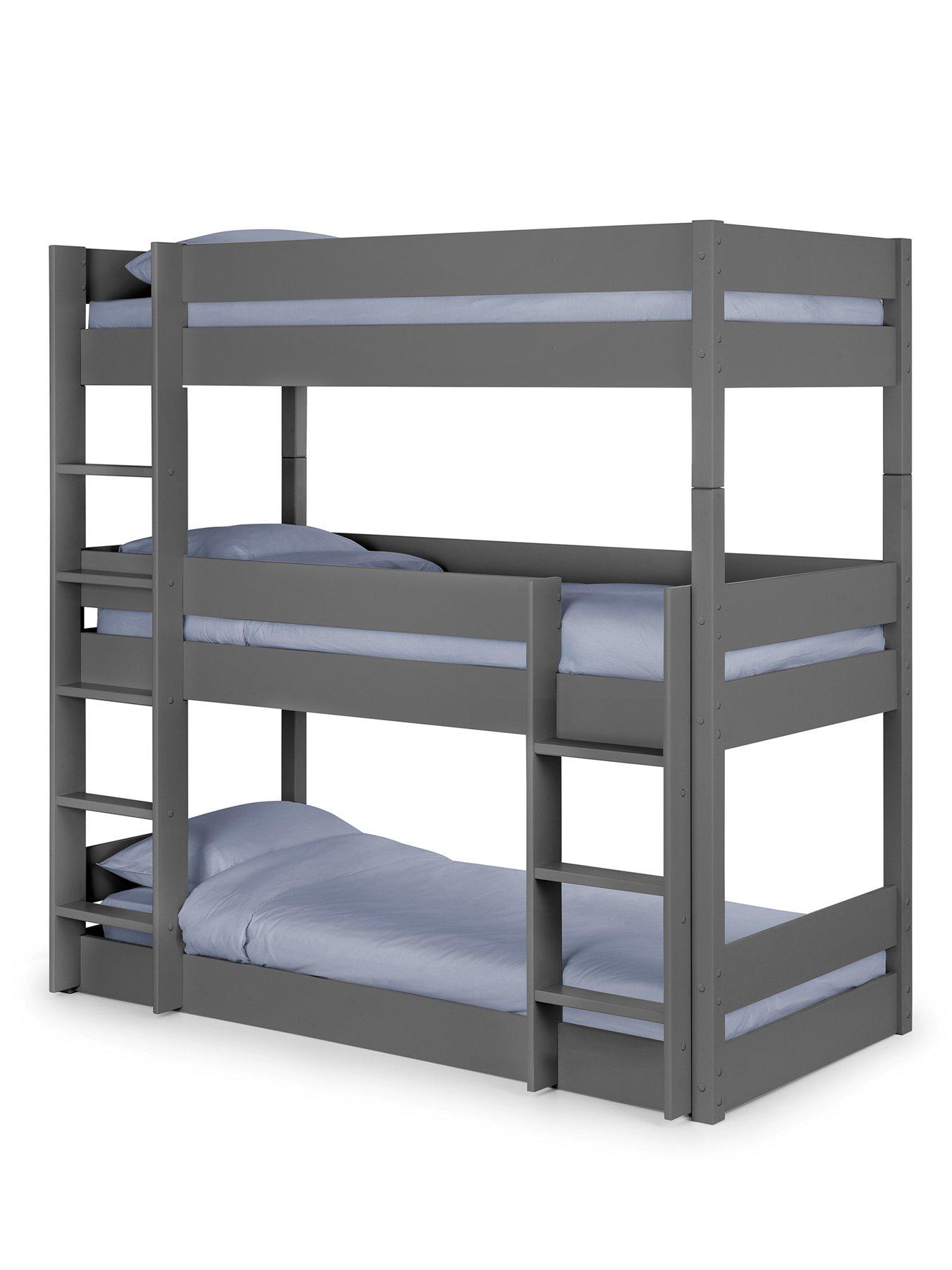 Image 1 of 7 of Julian Bowen Trio Triple Stacker Bunk Bed with Spring Mattress Option&nbsp;- Anthracite Grey