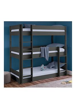 Product photograph of Julian Bowen Trio Triple Stacker Bunk Bed - Anthracite from very.co.uk