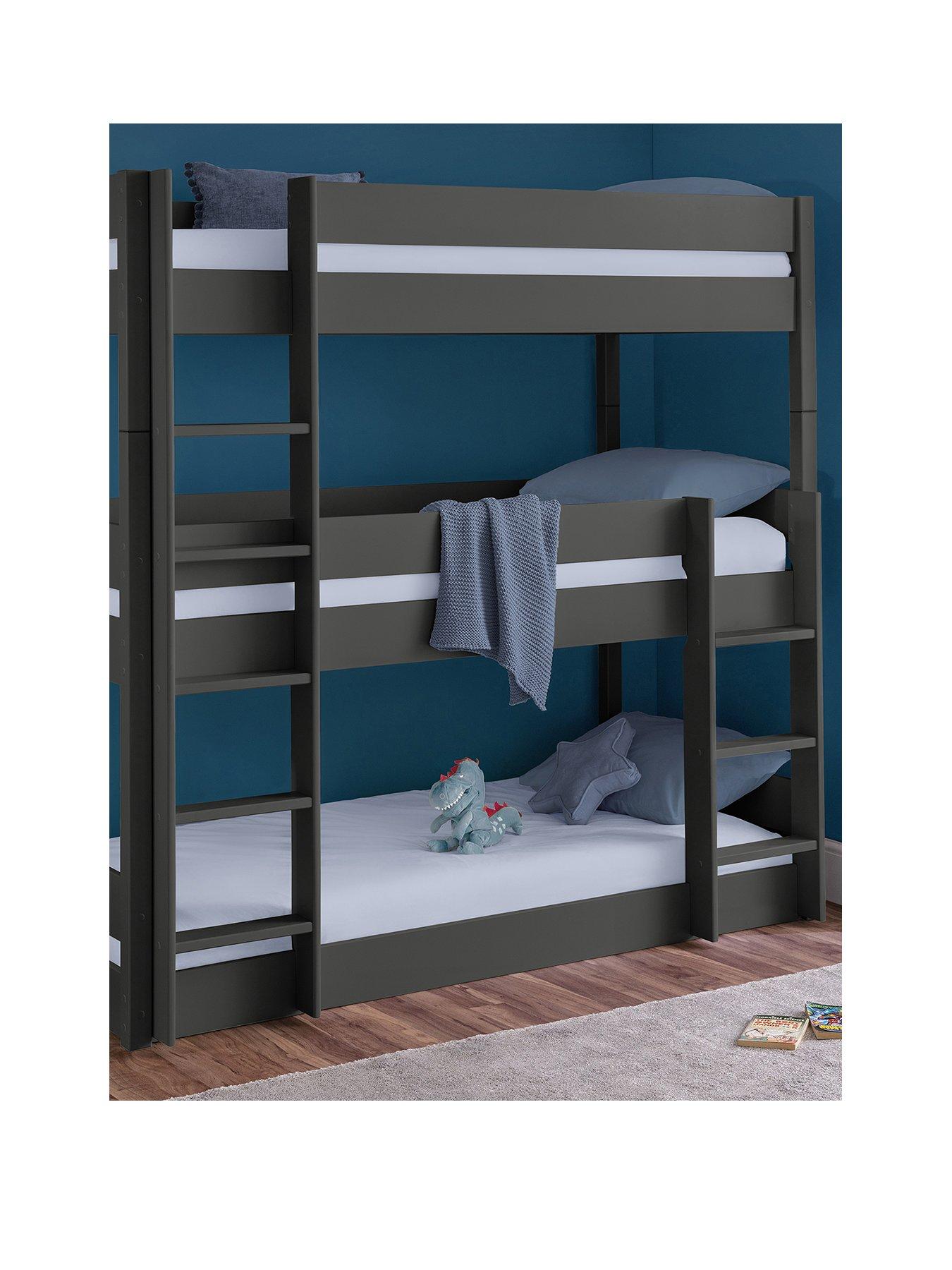Image 2 of 7 of Julian Bowen Trio Triple Stacker Bunk Bed with Spring Mattress Option&nbsp;- Anthracite Grey