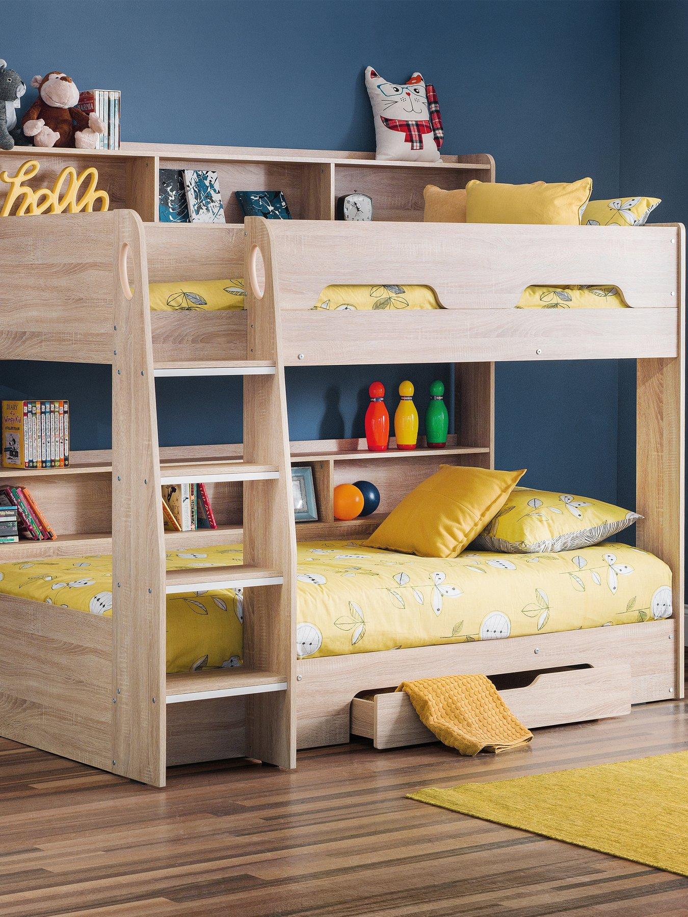 Image of Julian Bowen Riley Bunk Bed with Spring Mattresses Option - Oak