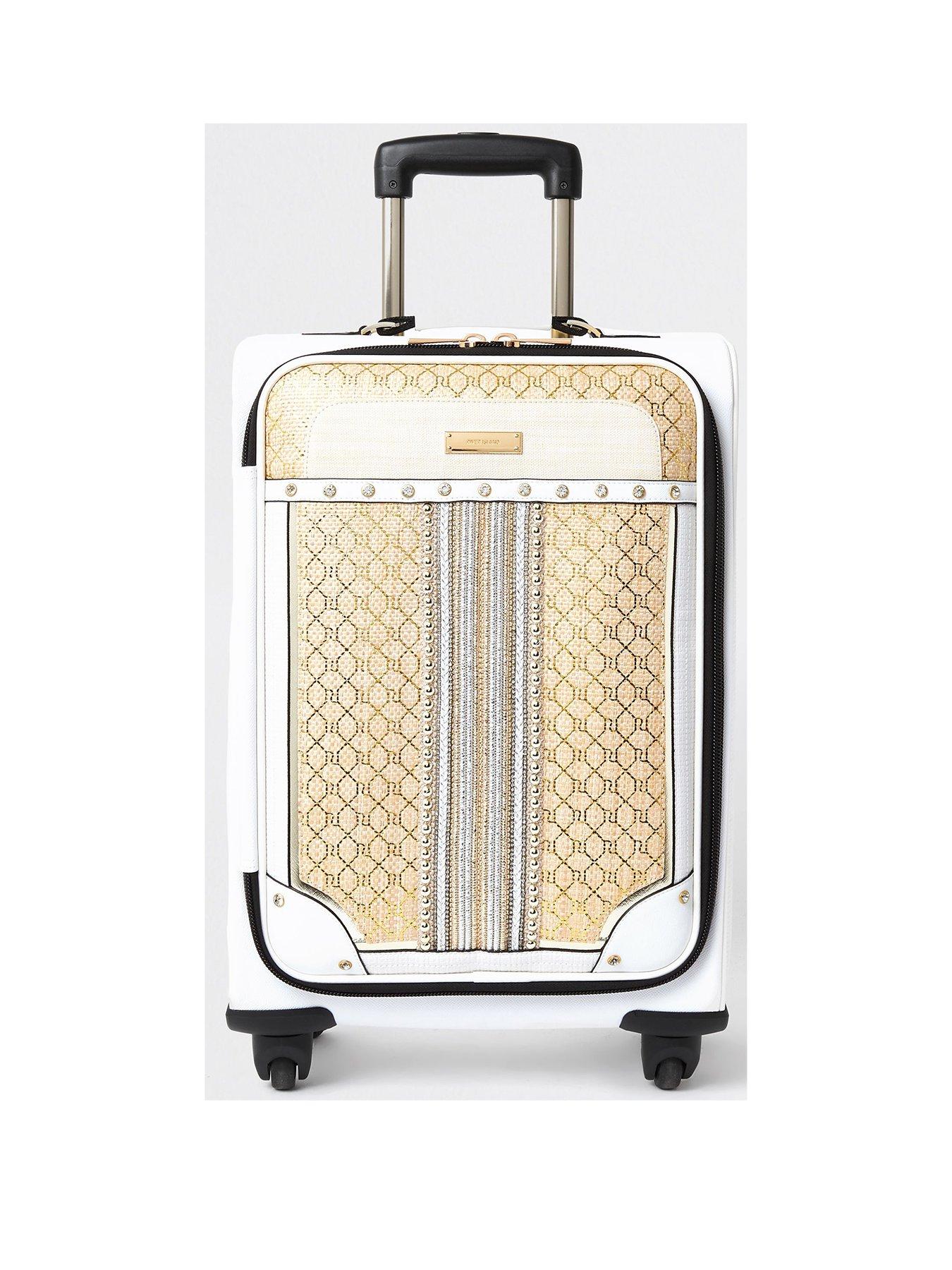 River Island GOLD WEAVE SUITCASE very.co.uk