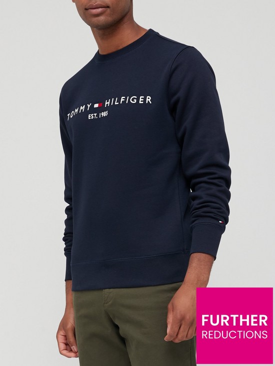 front image of tommy-hilfiger-logo-sweatshirt-desert-sky