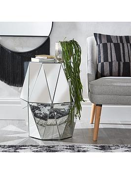 Product photograph of Very Home Arabella Mirrored Side Table - Silver from very.co.uk