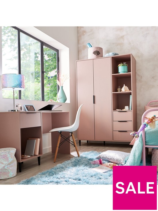 stillFront image of ashley-2-door-3-drawer-3-shelf-wardrobe-pink
