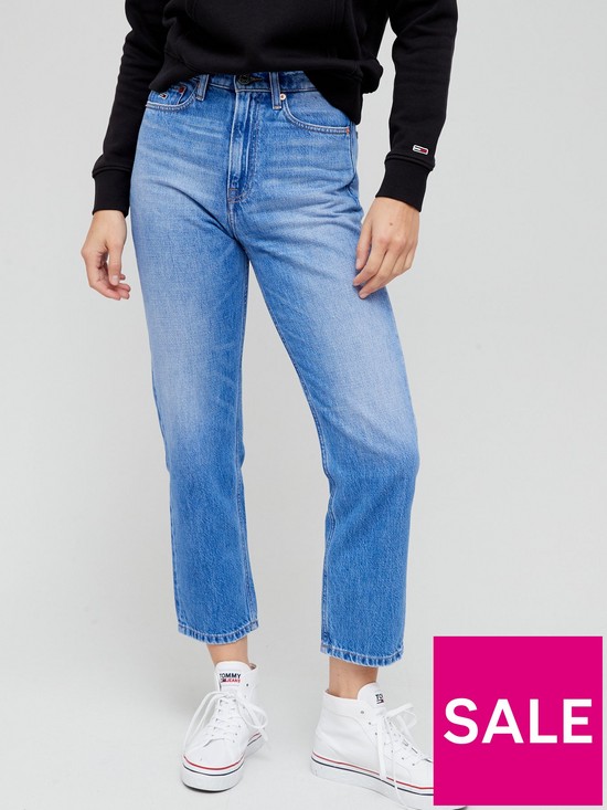 front image of tommy-jeans-harper-high-rise-straight-ankle-jean-blue-wash