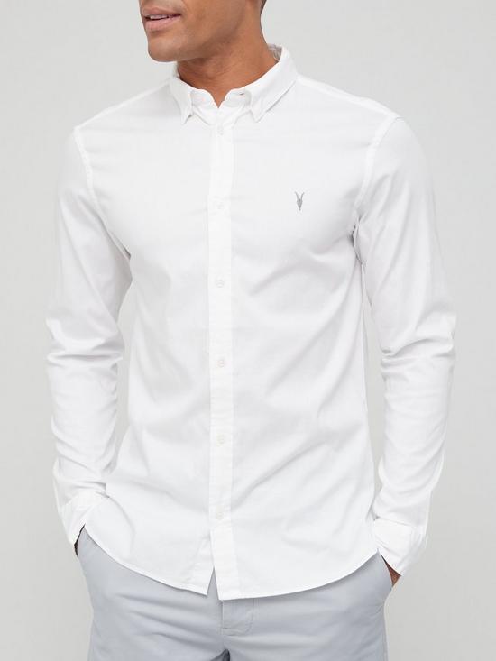 front image of allsaints-hawthorne-long-sleeve-shirt-white