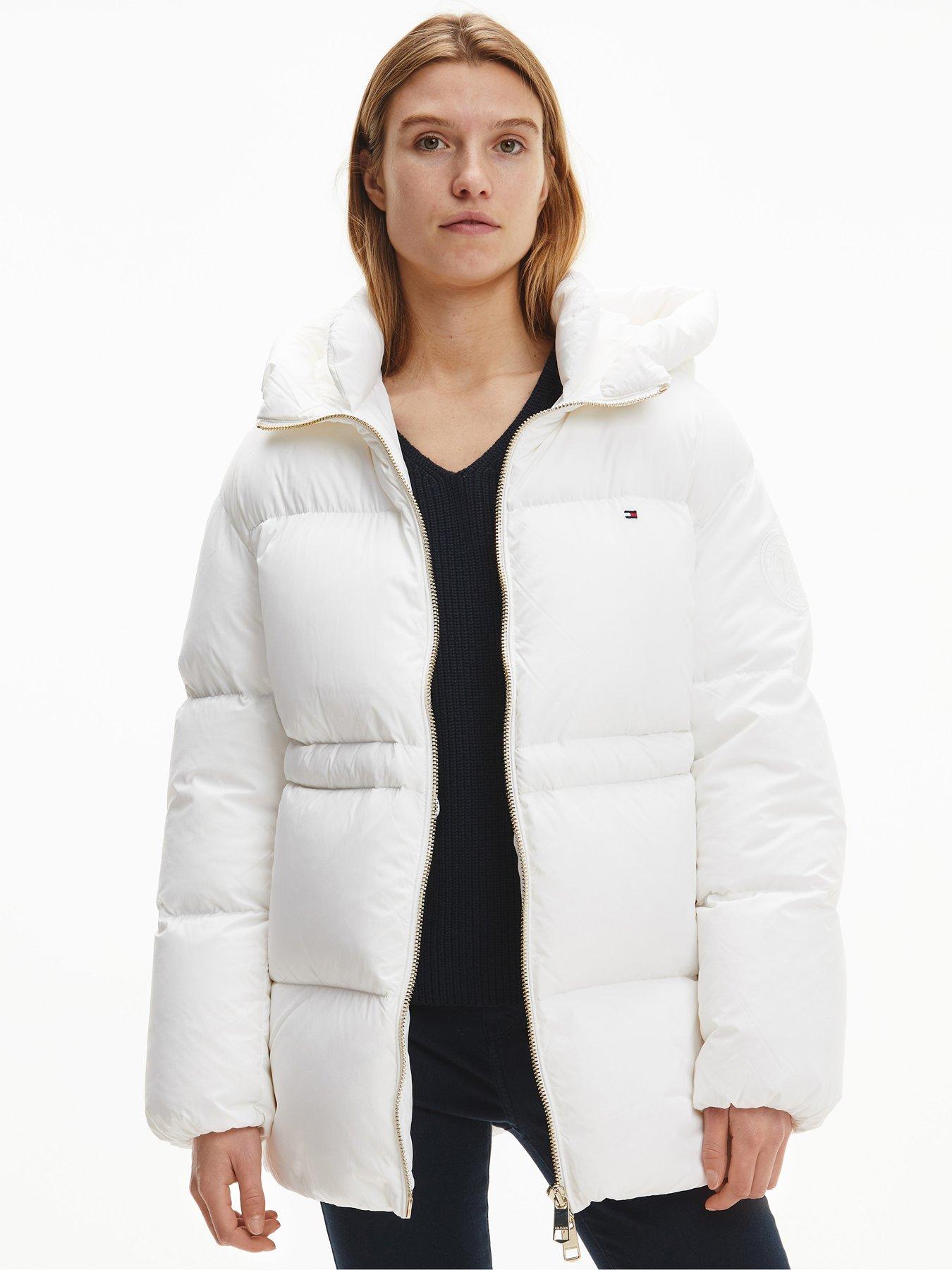 white tommy hilfiger bubble coat