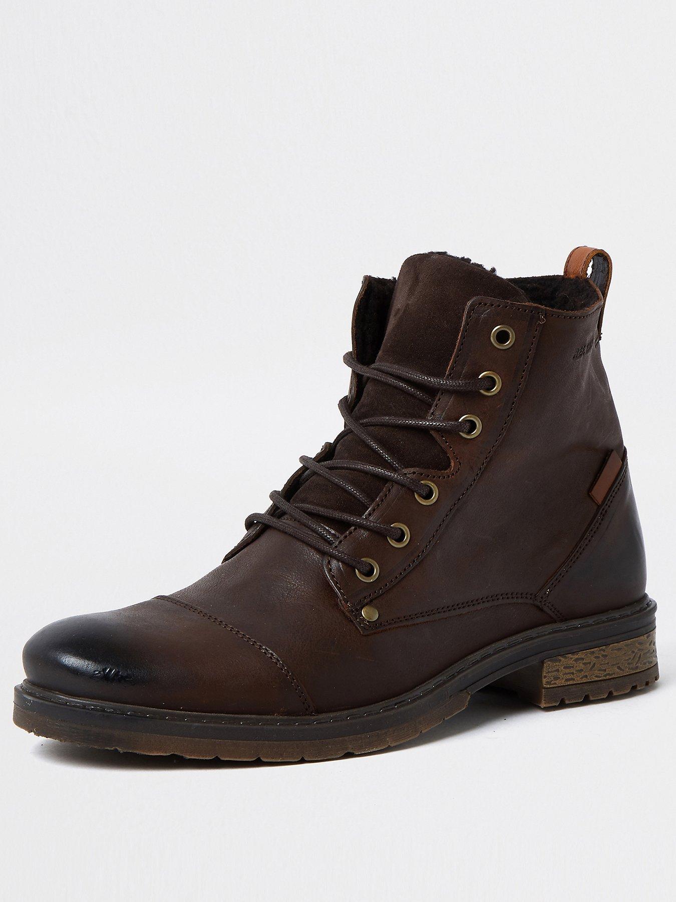 river island leather desert boots in light brown