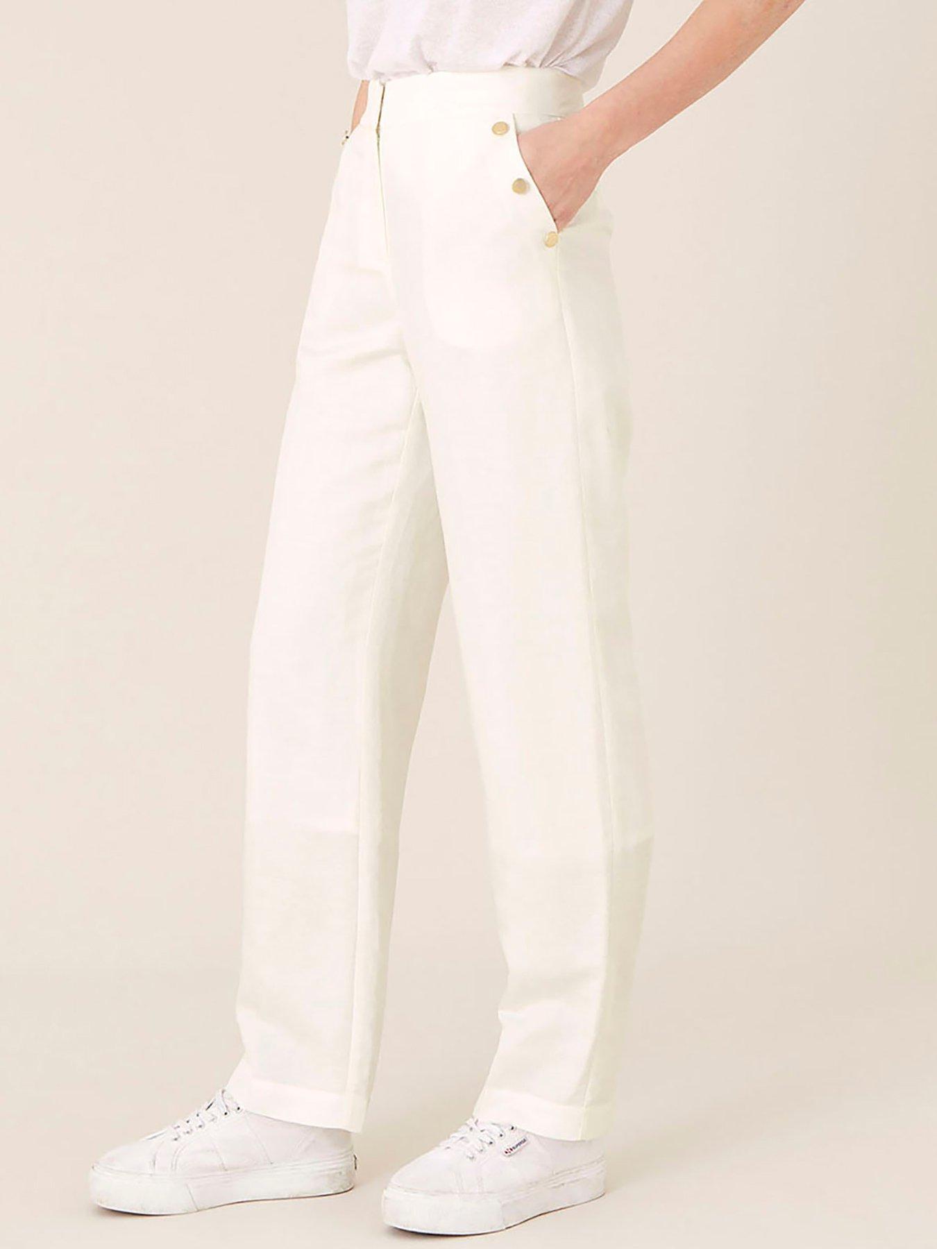 Women Linen Smart Trouser Short - White