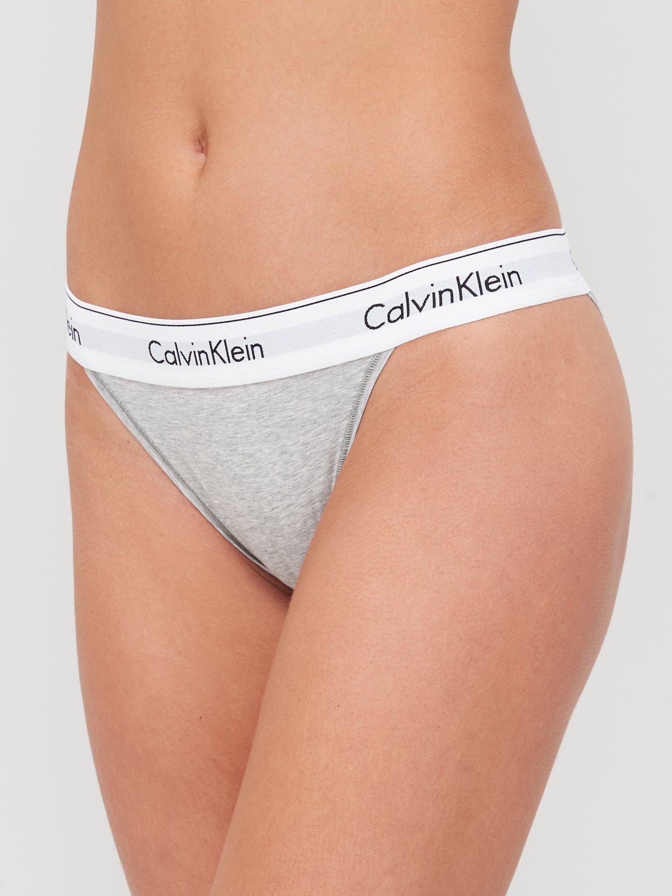 calvin klein modern cotton high leg tanga in grey