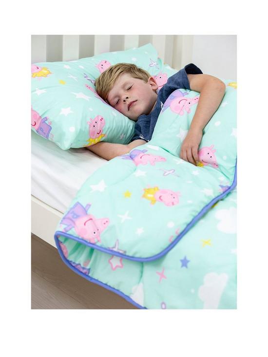 stillFront image of rest-easy-sleep-better-peppa-pig-coverless-quilt-4-tog-toddler-with-filled-pillow