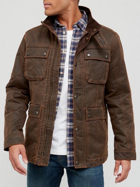front image of very-man-washed-field-jacket-brown