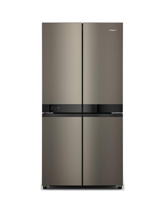 front image of hotpoint-active-4-door-hq9u1bl-fridge-freezer-black-stainless