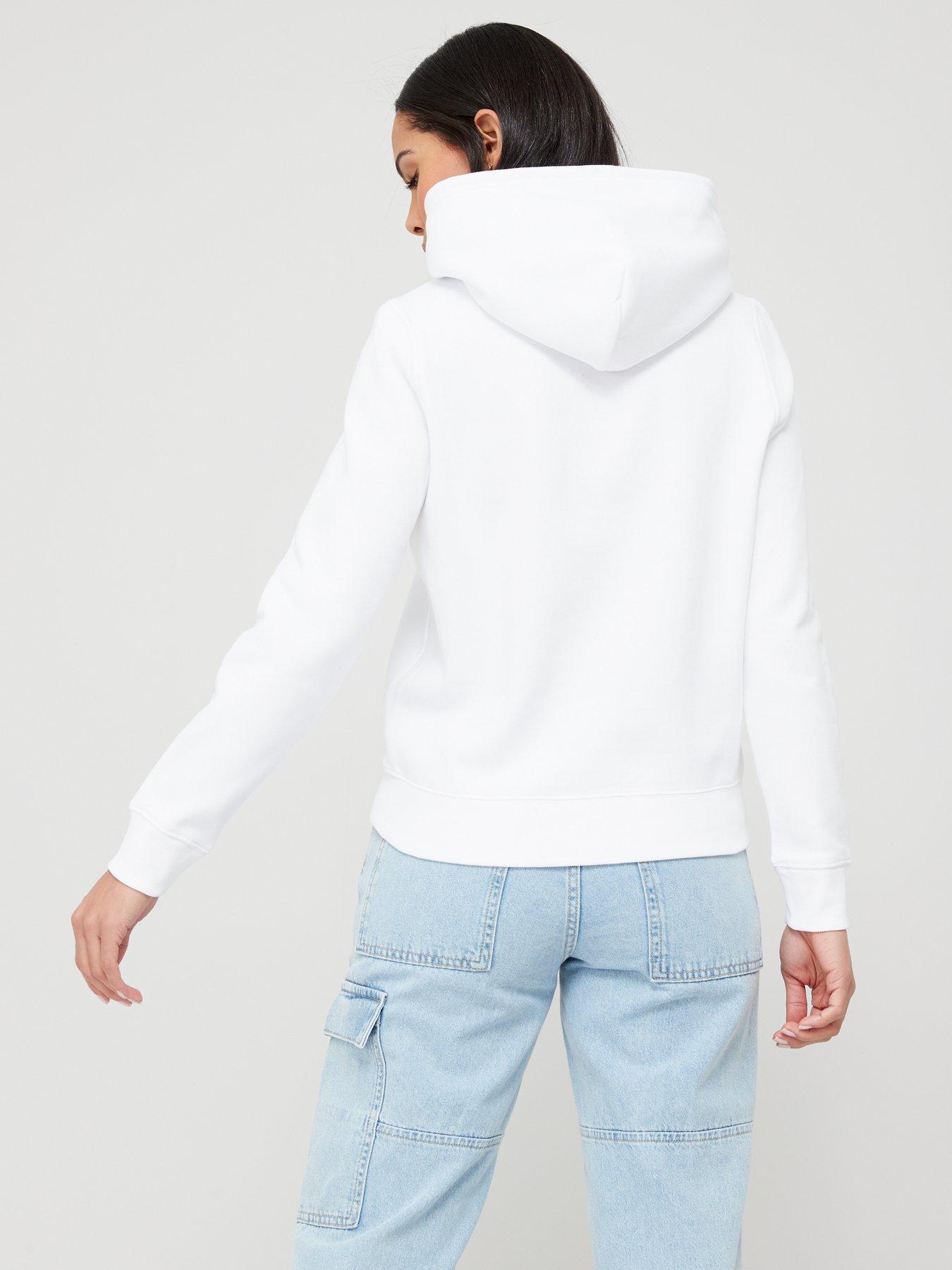 Tommy Jeans Fleece Crew Sweat Hoodie - White | very.co.uk